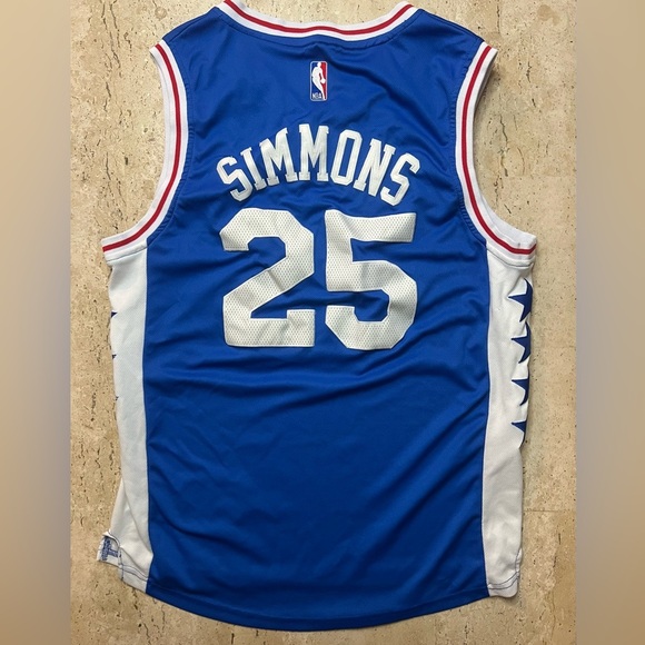 Adidas Swingman NBA Philadelphia 76ers Ben Simmons #25 Jersey Blue Size Large - Picture 7 of 8